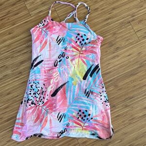 Tropical Print Pink & Blue Sundress